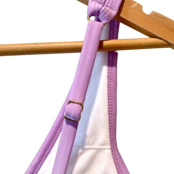 Kona Sol One Piece Purple Stripe Print V-Neck Adjustable Bathing Suit S M L - Picture 6 of 10